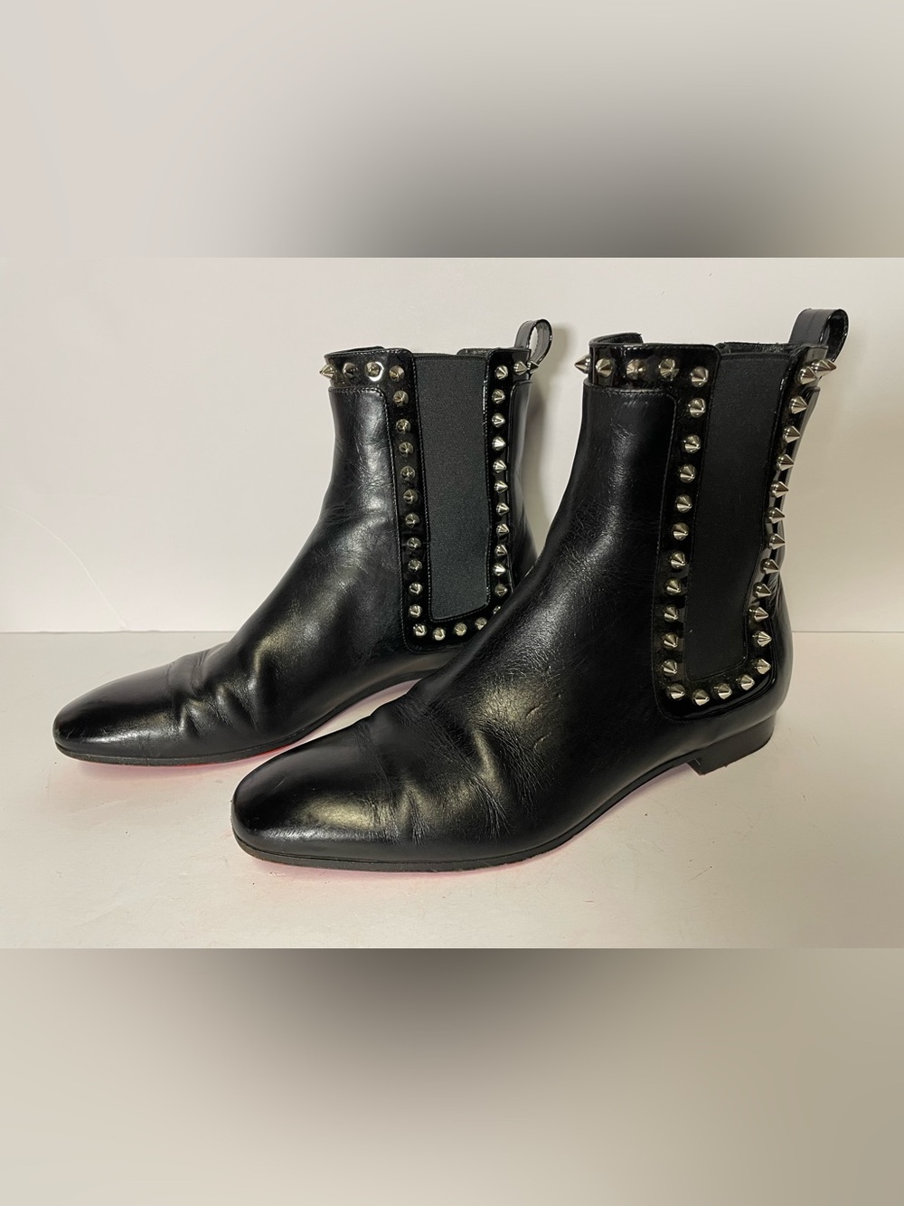Christian Louboutin Black Studded Chelsea Boots black silver 35.5/5